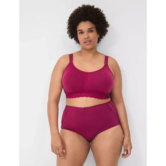 NWT Lane Bryant Cotton Full Brief Panty With Lace-Trimmed Back Size 26/28 - Picture 1 of 2